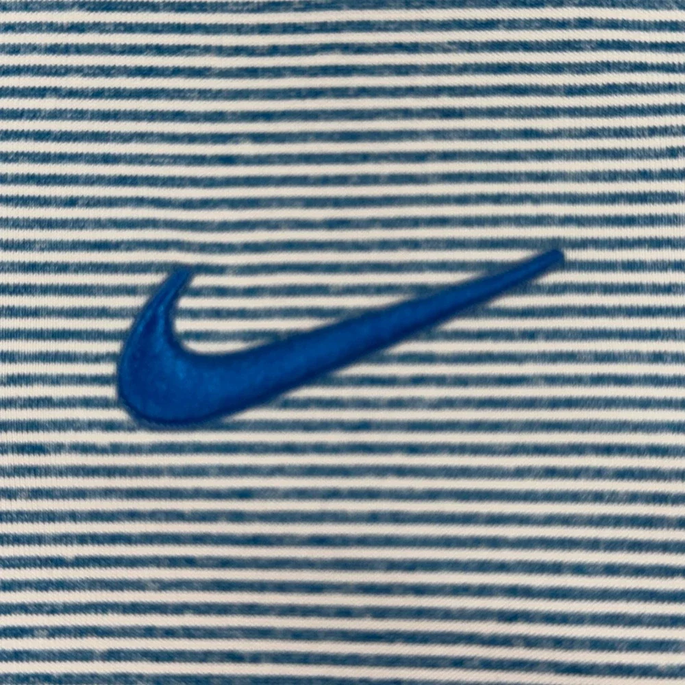 Nike Dri-FIT Polo Shirt Mens Lg Blue Striped Golf Performance Casual Sporty